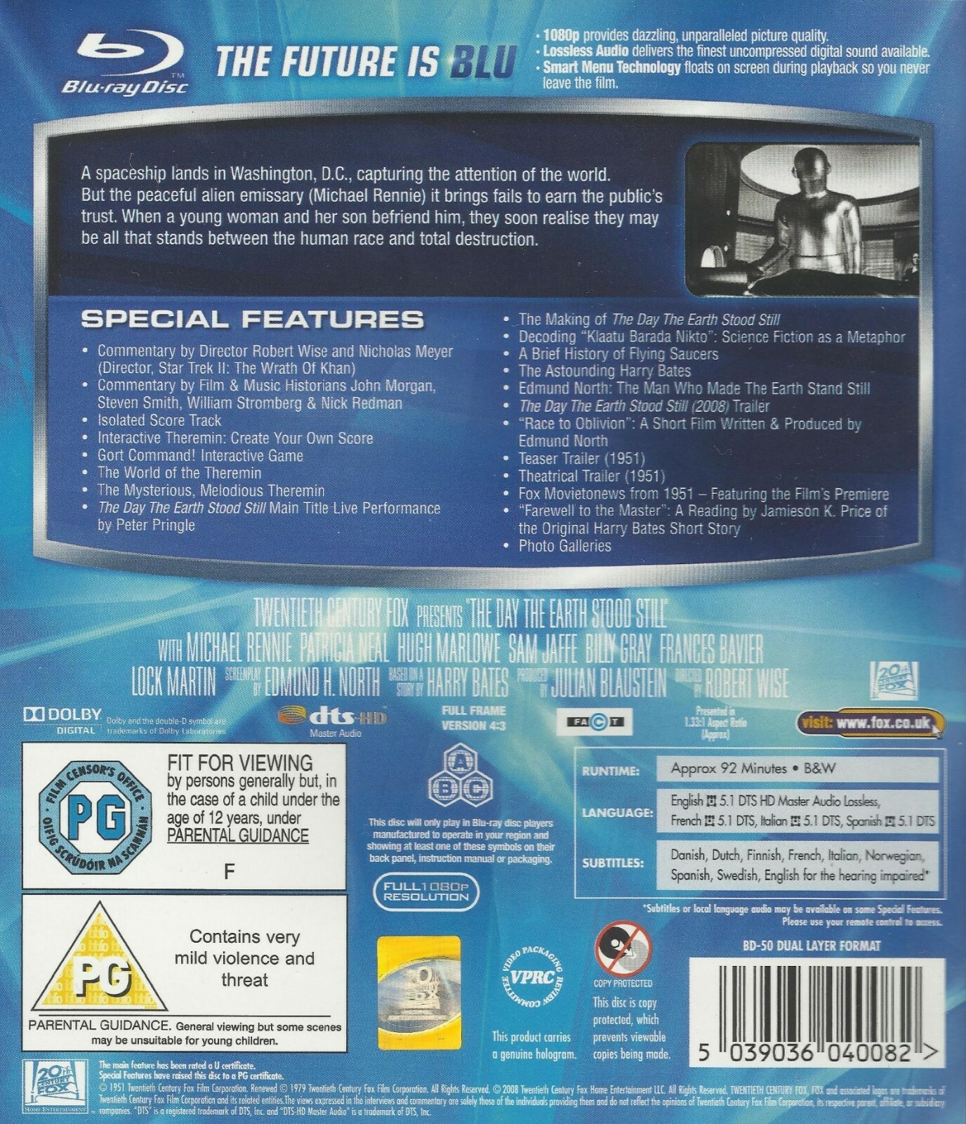 The Day the Earth Stood Still (1951) Blu-Ray NEW (USA Compatible)