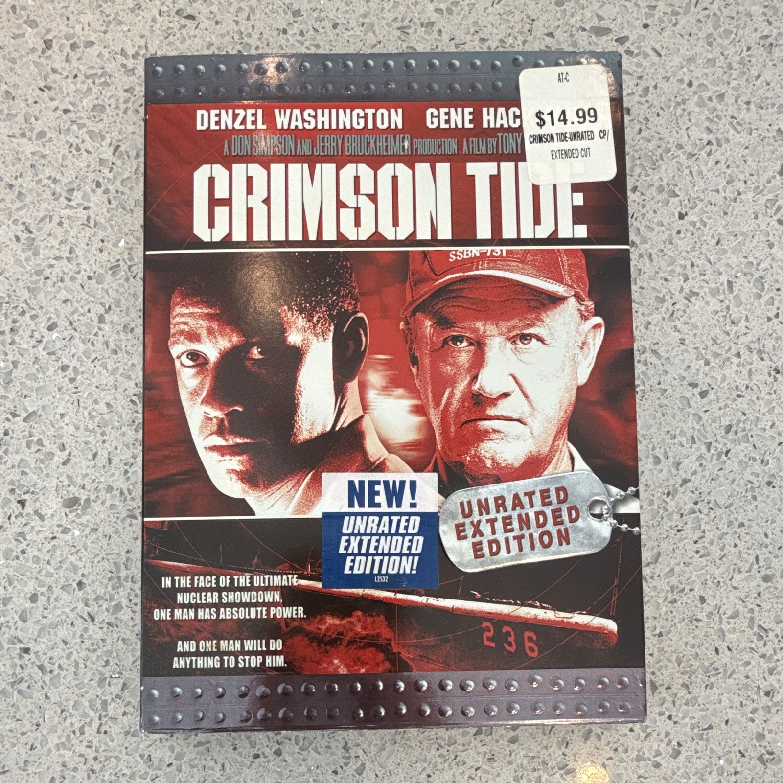 Crimson Tide (DVD, 1995, Unrated Extended Edition, WS) W/Sleeve (#B031)