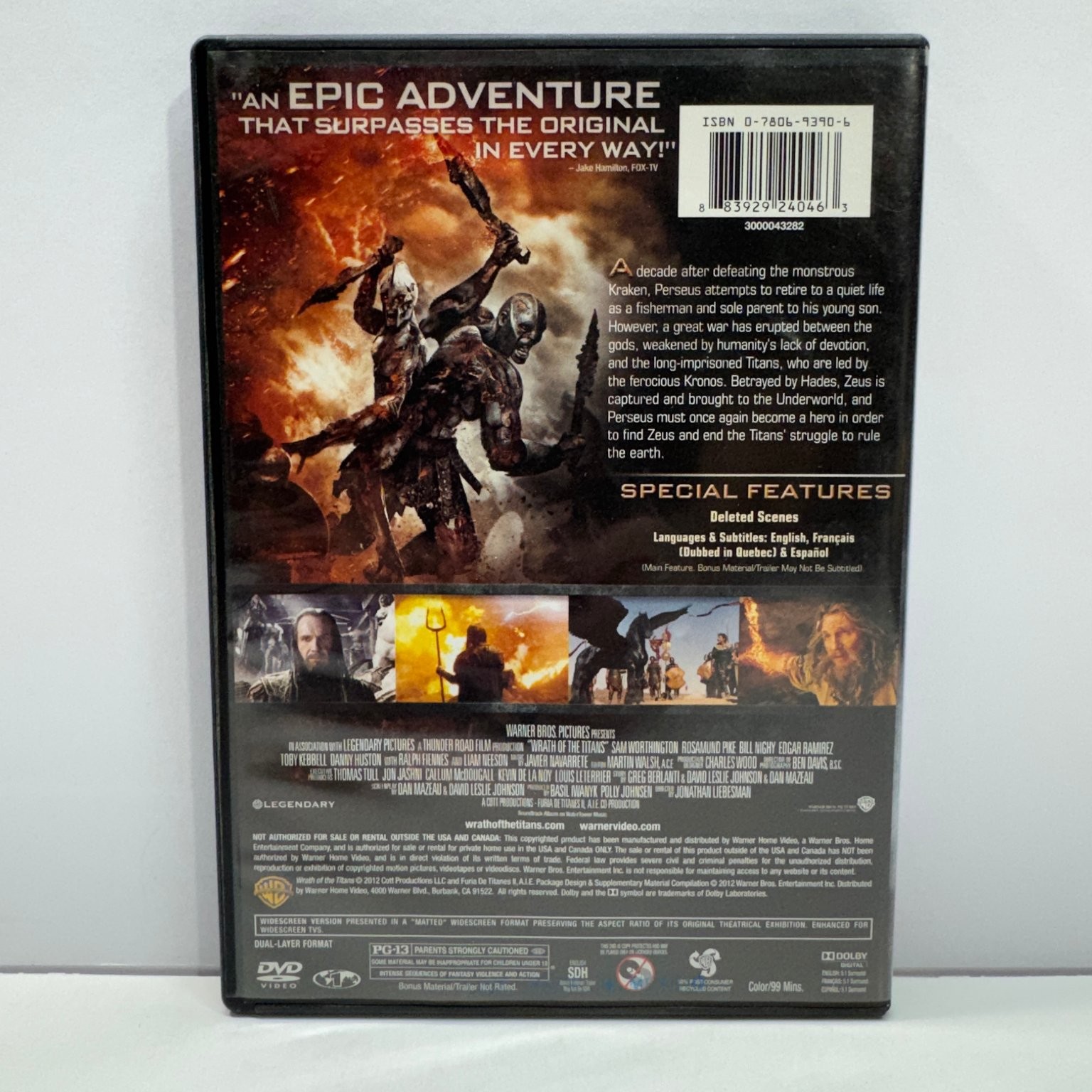 Wrath of the Titans DVD 2012 Sam Worthington Liam Neeson Deleted Scenes