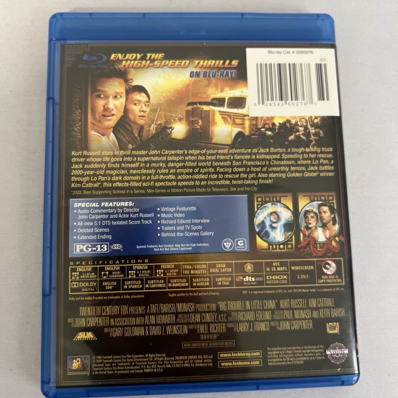 Big Trouble In Little China (1986, Blu-Ray) With Case, Tested OOP DVD