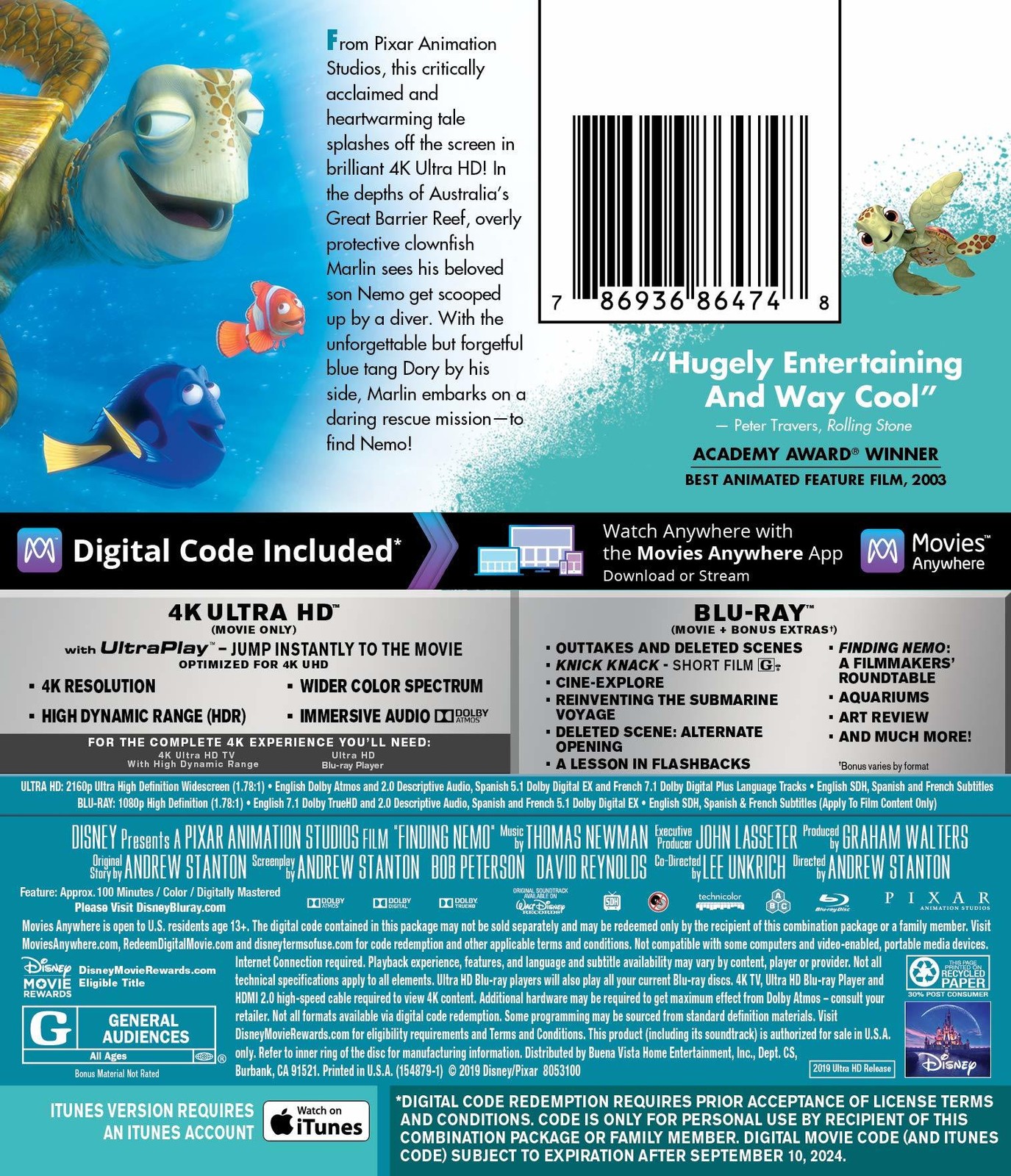Finding Nemo (4K UHD / Blu-ray + Digital) NEW