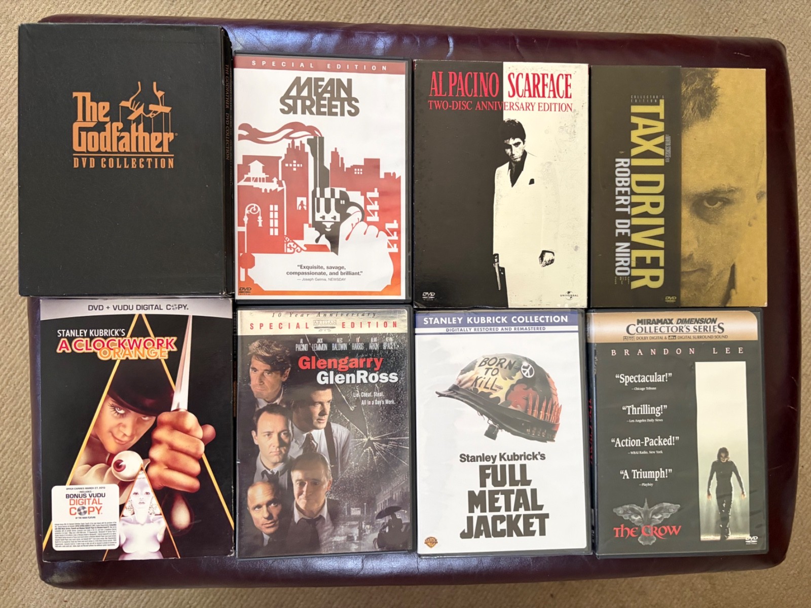 10 DVD Lot cult classic mob Godfather Box Set Scarface Crow Kubrick Scorsese oop