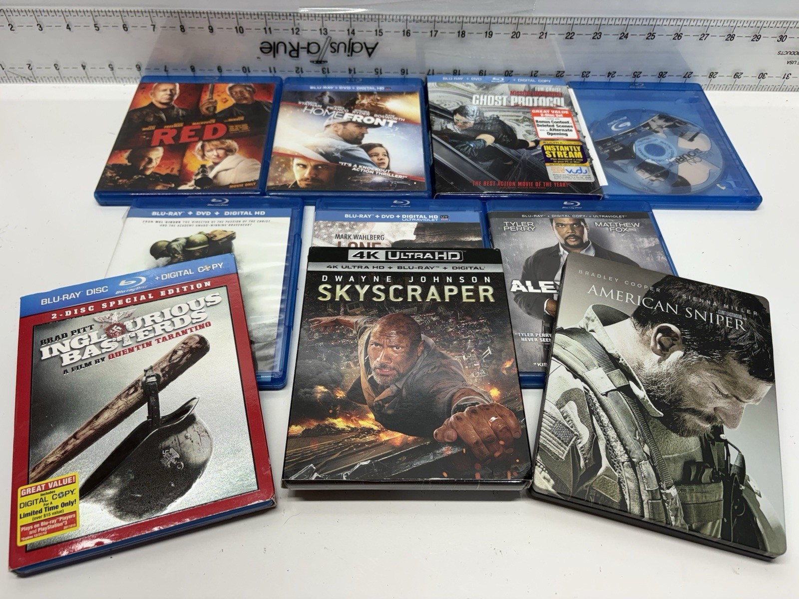 Action Thriller Blu-ray Movie Lot 10 Mission Impossible RED Skyscraper Taken