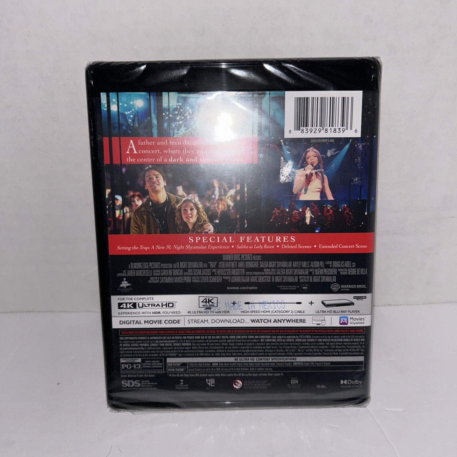 Trap 4K UHD Sealed with Digital Copy Josh Hartnett