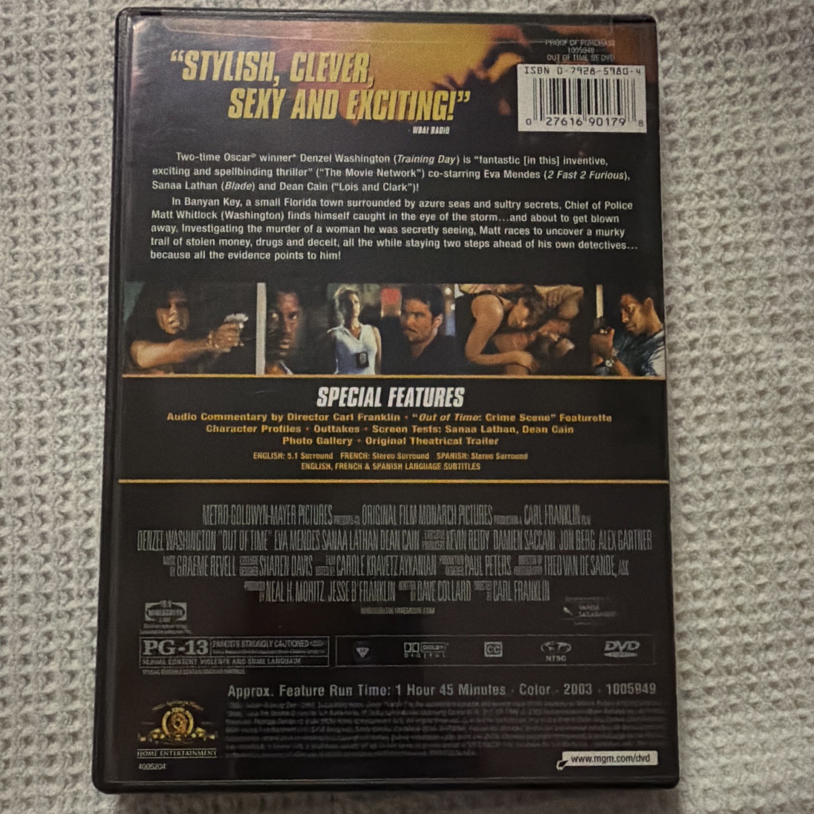 MGM Out of Time Special Edition DVD PG-13 2003 105 min NTSC w/ Commentary