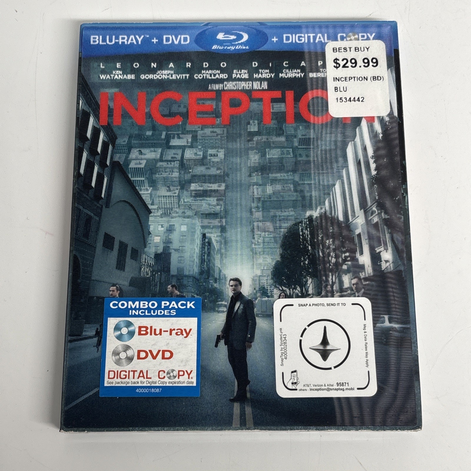 Inception (Blu-ray/DVD, 2010, 3-Disc Set) Lenticular Slipcover Included
