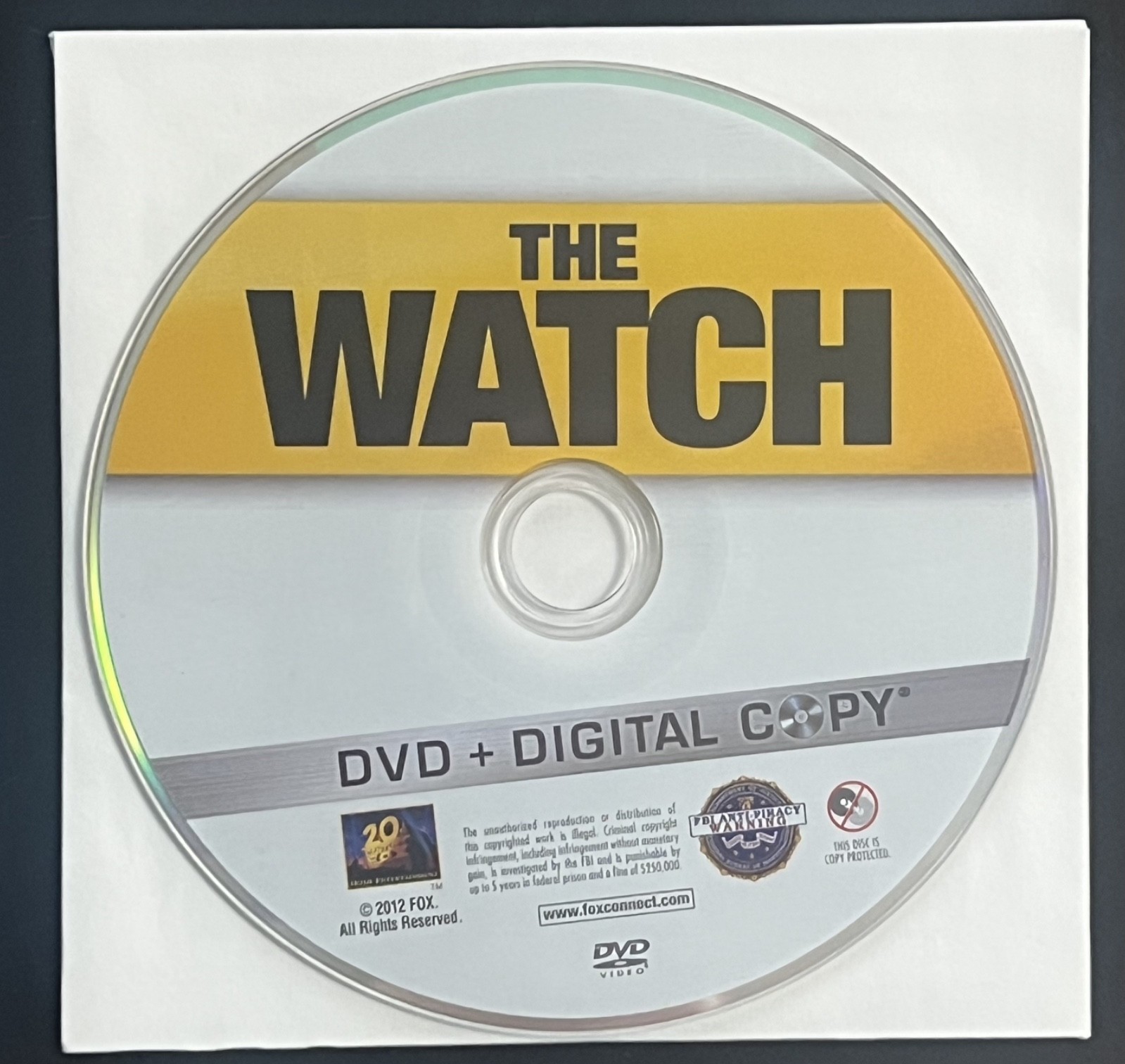 📀NEW THE WATCH (2012) – DVD disc only in white paper sleeve / no case