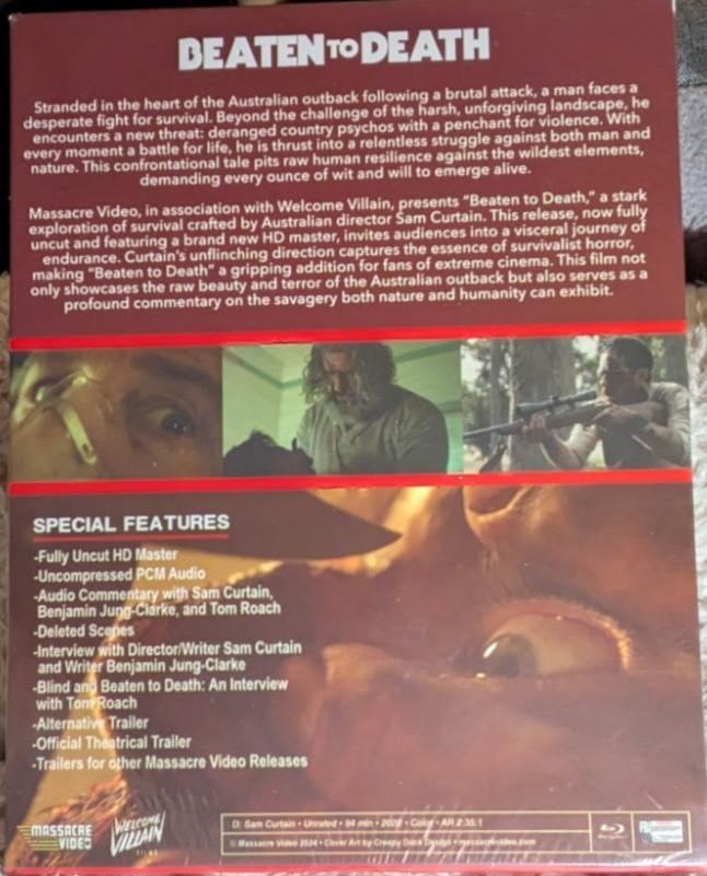 BEATEN TO DEATH Blu-ray Uncut Brutal Ozploitation Massacre LE Slip Sam Curtain