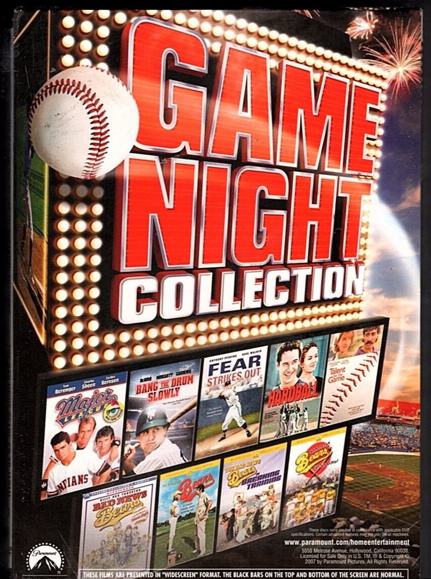 Game Night Collection (DVD, 2013, 9 Baseball Movie Set) Bad News Bears and MORE!