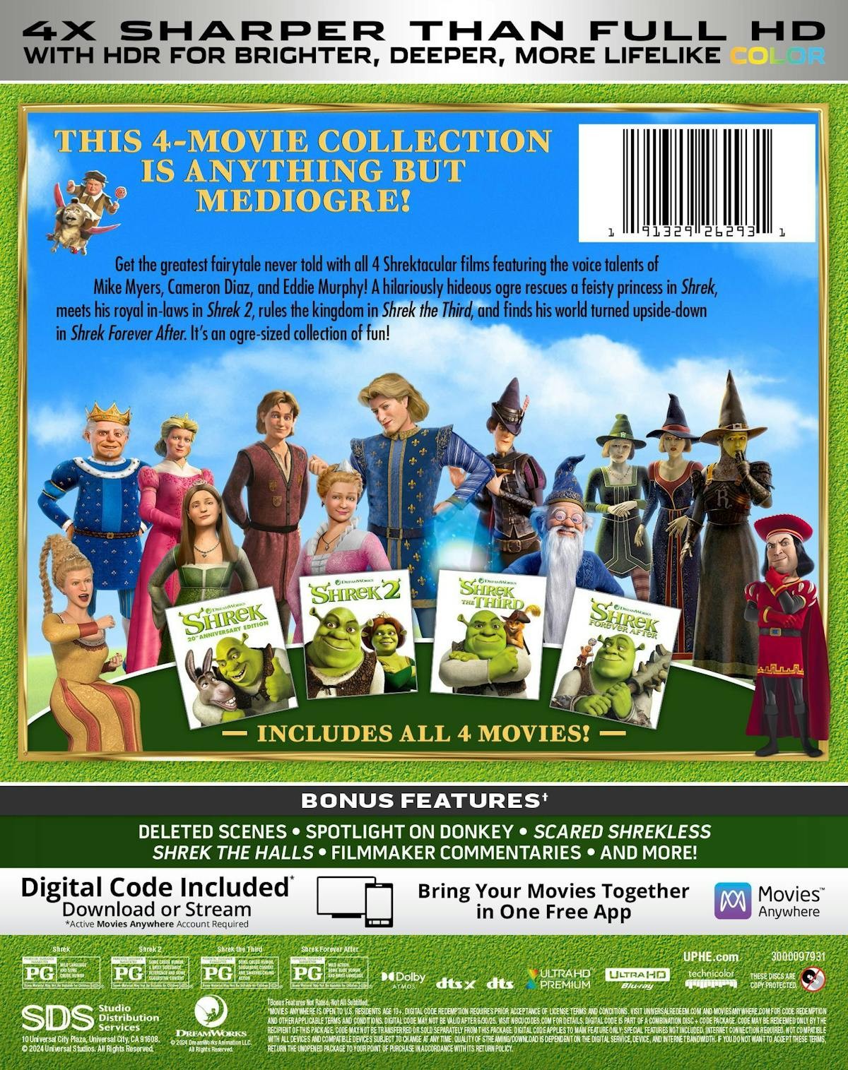 Shrek 4-Movie Collection – 4K Ultra HD + Digital 4K UHD Blu-ray NEW